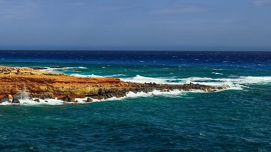 skalnaté pobrežie, Cape, vlny, more, rozbúrenom mori, Príroda, Horizon