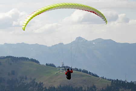 paraglider, mountains, fly, paragliding, alpine, hobby, leisure