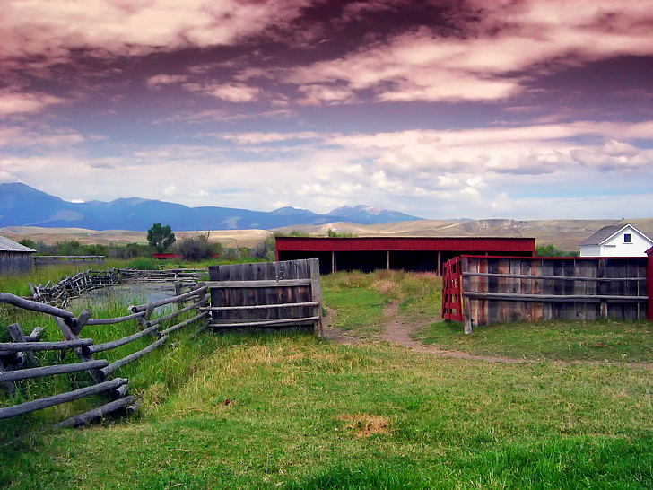 Montana, paisatge, muntanyes, ponedores, casa, graner, cobert