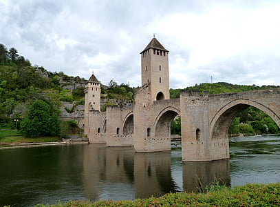 Cahors, Prancis, Jembatan, langit, awan, arsitektur, Landmark