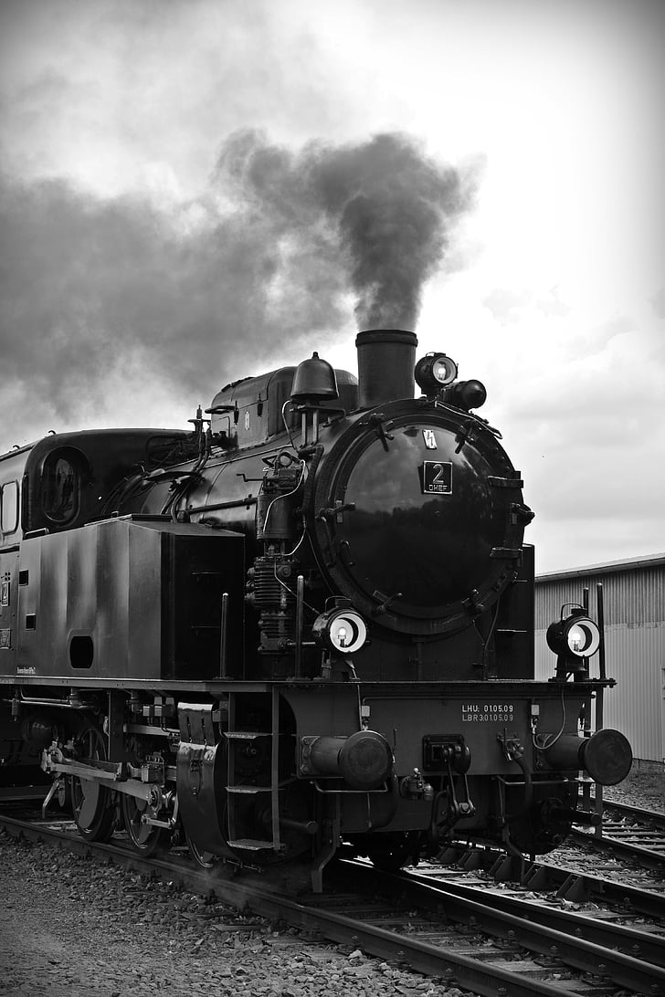 Loco, parná lokomotíva, lokomotíva, historicky, nostalgické, Monochromatický, vlak