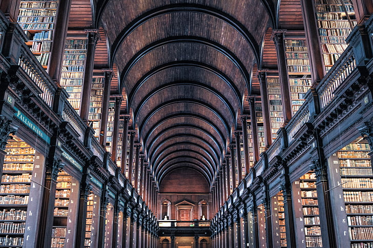Dublin, Trinity college, könyvtár, épület, Írország, építészet, város