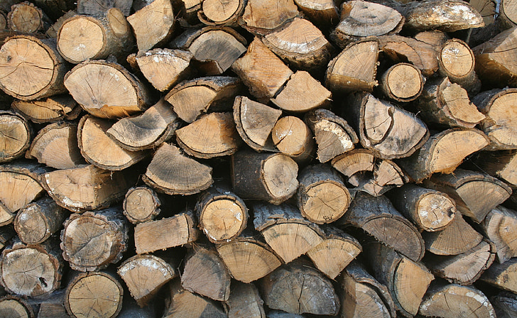 kayu bakar, tumpukan, kayu, cincang, memotong, pengeringan, tumpukan