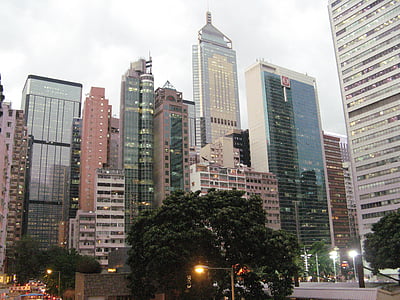 Hong kong, mrakodrapy, budovy, mesto, Skyline, Panoráma mesta, Urban