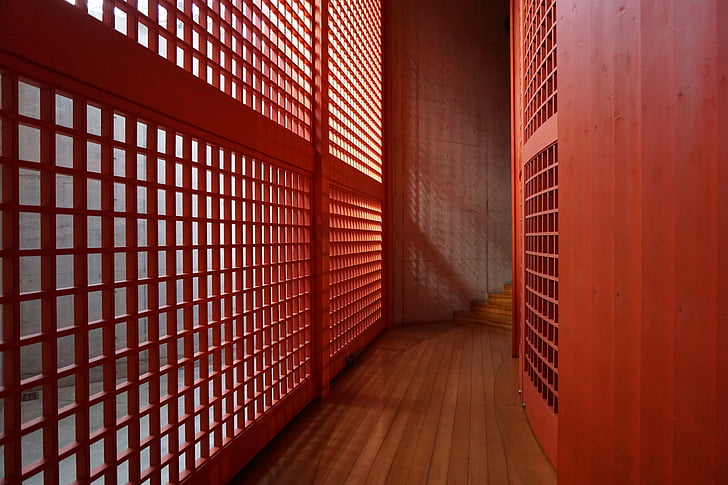 temple, red, architecture, light