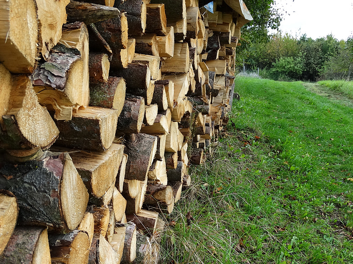 halzstapel, batang pohon, tumpukan kayu bakar