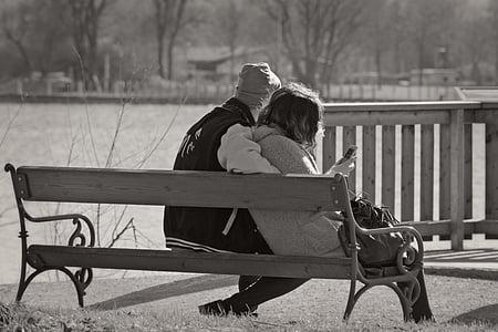 pair, love, romantic, connectedness, together, friendship, bench