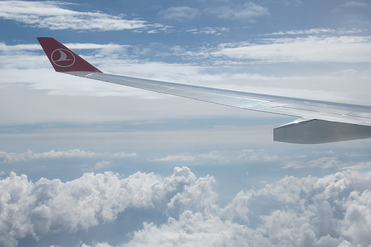 núvols, aeronaus, per sobre dels núvols, l'aviació, ala, línia aèria turca, volar