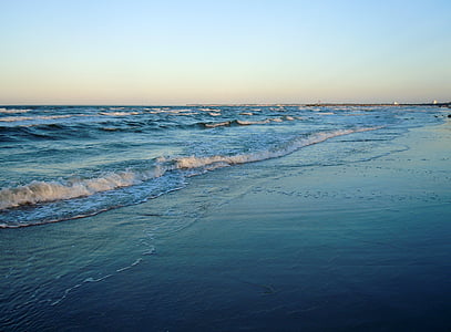 Beach, morje, obzorje, val