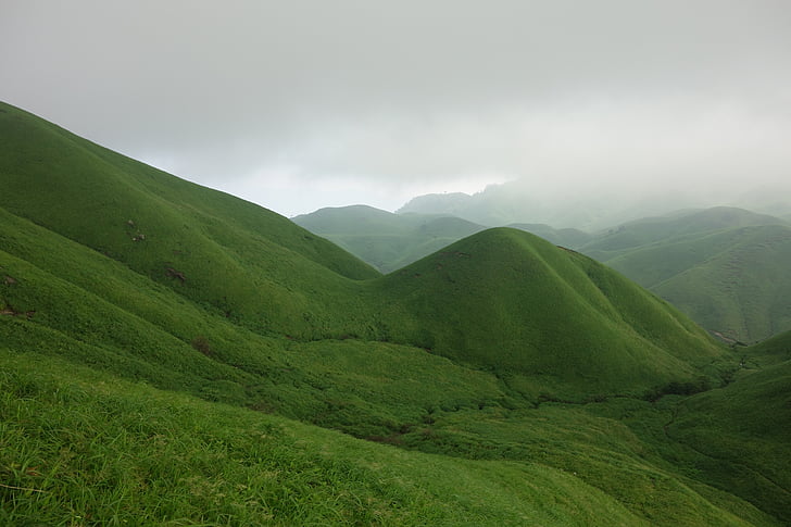 wugongshan, βουνά, σύννεφο, φύση, βουνό, λόφου, τοπίο