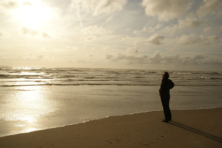 Zandvoort, ľudské, osoba, Beach, slnko, západ slnka, vlna