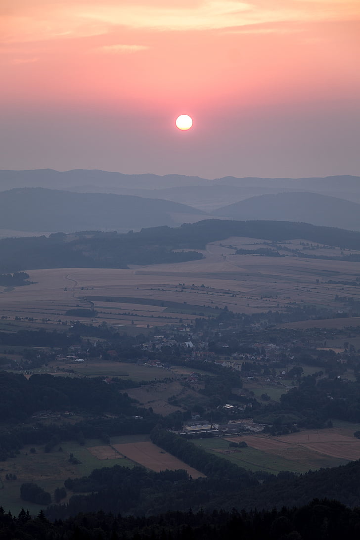 Panorama, Blick, Tal, Hügel, Sonnenuntergang, 'Nabend, Szene