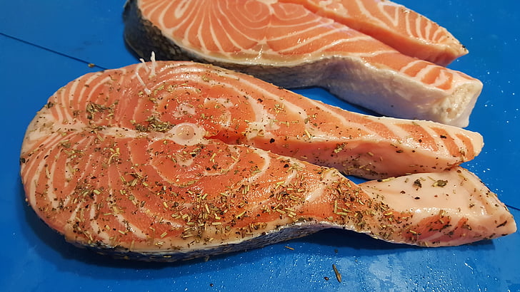 salmon, steak, food, on the nature, dinner, fish