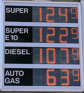 degvielas uzpildes stacijās, cenu displejs, ciparu, mūsdienu, samaksas, benzīna atzīmes, cenas
