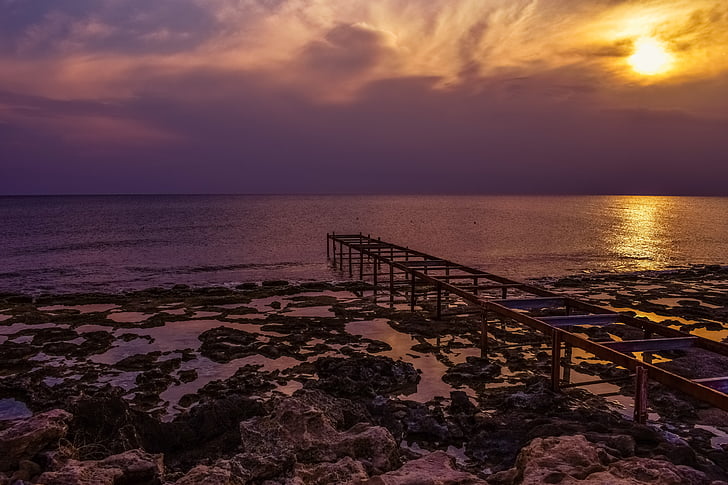 dok, zničeno, ve věku, zvětralý, Já?, Horizont, Západ slunce