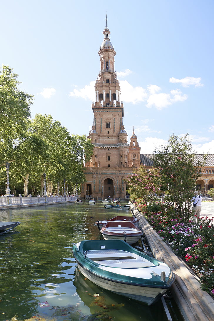 Sevilla, Plaza espana, barca, Andaluzia, Plaza, Spania