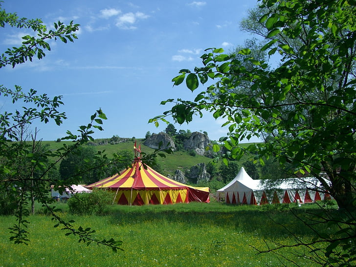 sirk çadırı, sirk yeşil, eselsburg Vadisi, Swabian alb, çadır, Festivali, sirk