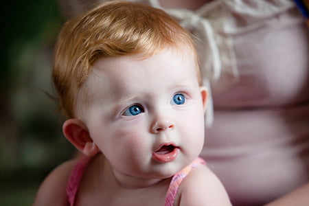 punased juuksed, sinised silmad, Baby, beebi tüdruk, Nunnu, Punapea, silmad