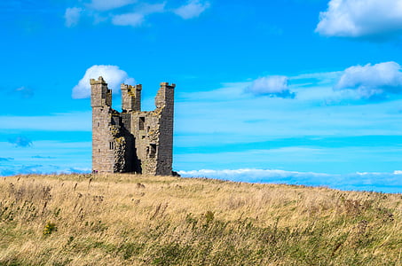 hrad, Zřícenina, věž, krajina, hradní věž, obloha, Dunstanburgh
