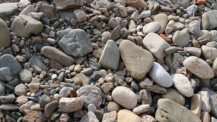 kamenje, šljunak, šljunčana, materijal, plaža