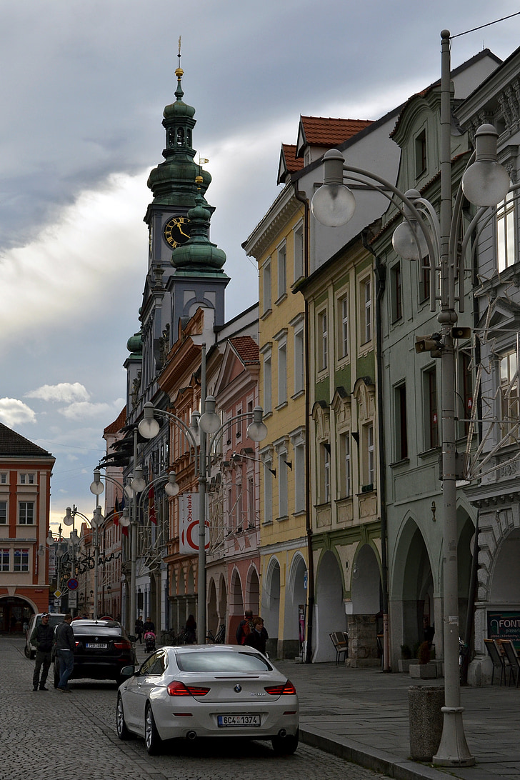 staden, arkitektur, Böhmen, Tjeckiska budejovice, torget, byggnad, gammal byggnad