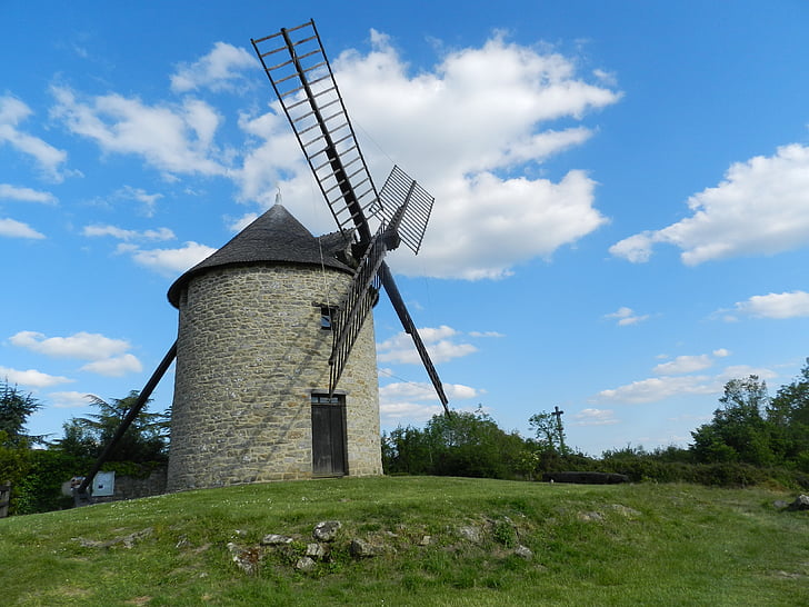 Мельница, Mont-dol, Франция, Турист, Бретань, здание, Ветряная мельница