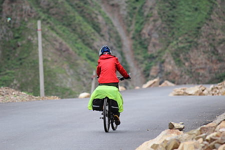 Ratsastus, pieni tyttö, sitkeyttä, matkustaa, vuorikiipeilijä, pyörä, ulkona