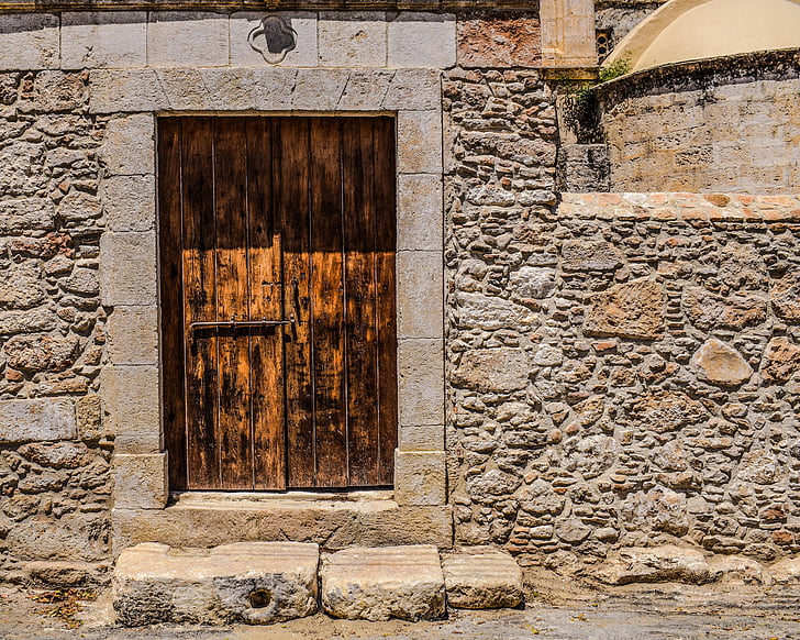 двери, деревянные, стена, Вход, двор, Церковь, Архитектура