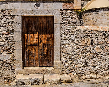 ajtó, fa, fal, bejárat, udvar, templom, építészet