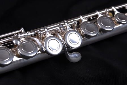 flauta, instrumento, música, sonido, viento, Notas, plata