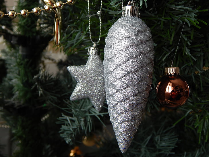 Natal, estrela, pinha, árvore de Natal, ornamento, Inverno, decoração