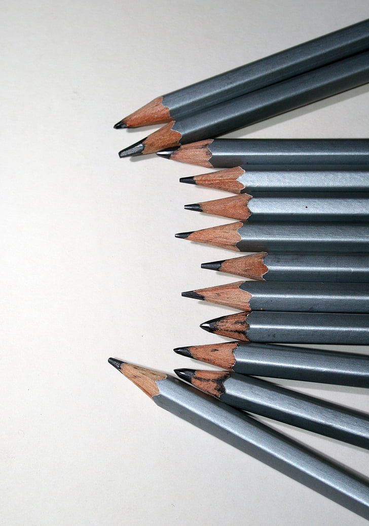 crayons, graphite, art, utilisé, gamme, crayon, bois - matériau