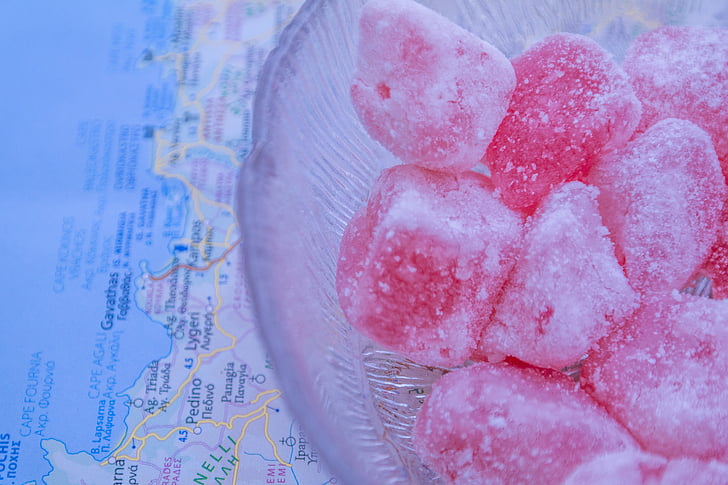 turkish delight, map, tradition, sweet, lesbos, greece