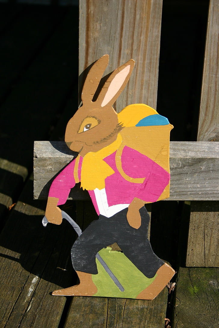 easter bunny, hare, easter, figure, decoration, deco, wood