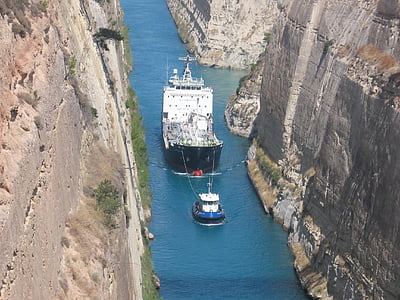 Corinth canal, čvrsto, brod, prijevoz, more, čarter plovila, industrijski brod