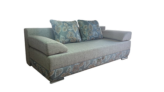 sofá, muebles tapizados, hermosa, sin paredes laterales, almohadas, interior, muebles