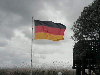 Vācija, karogs, sarkani melnā zelta, vējš, pilsonība, plandīšanās, trieciens