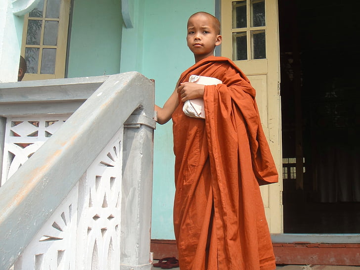 mních, Mjanmarsko, náboženstvo, budhizmus, Barma, dieťa, chlapec