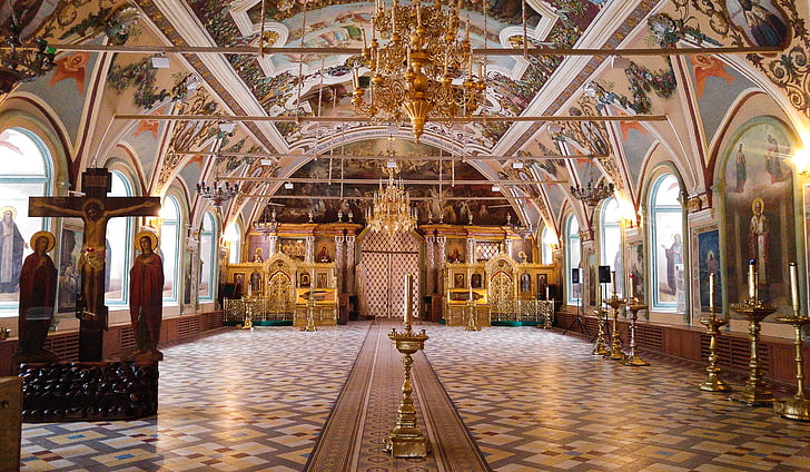 Rusia, sergiev posad, biara, Ortodoks, Gereja, Arch, di dalam ruangan