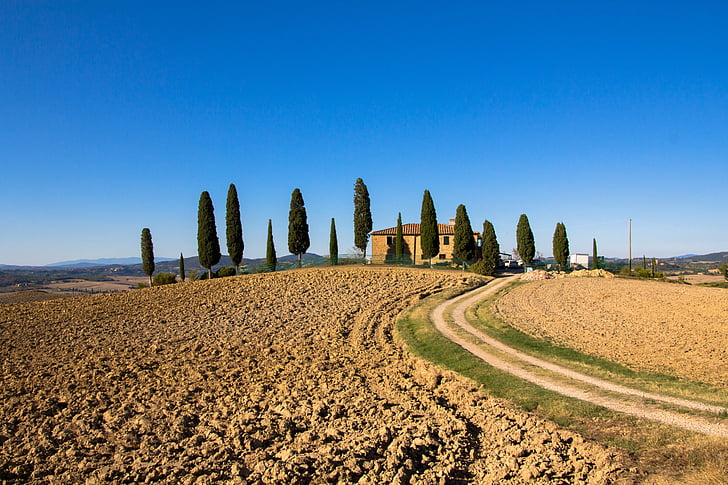 tuscany, holiday, italy, landscape, italian, panoramic, blue