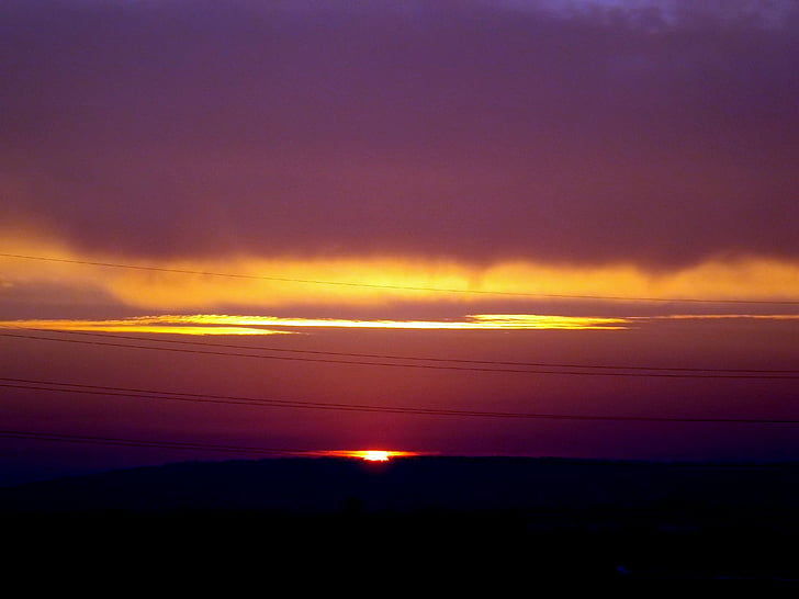 posta de sol, cel, núvol, sol, a la nit
