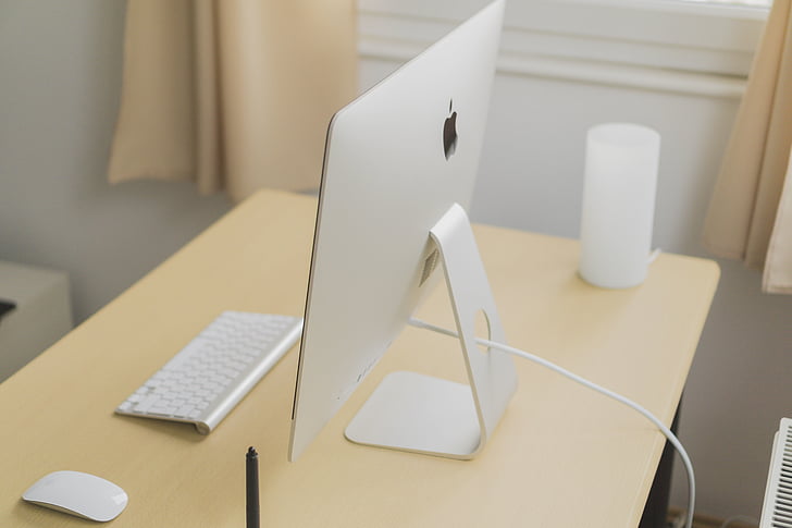 table, office, work, white, apple, keyboard, mouse