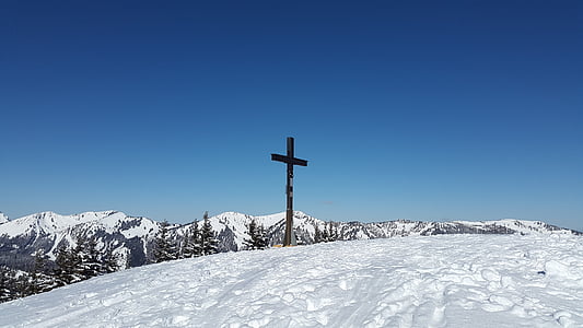 rangiswanger roh, Allgäu, zimné, Summit, Summit cross, hory, hory samit