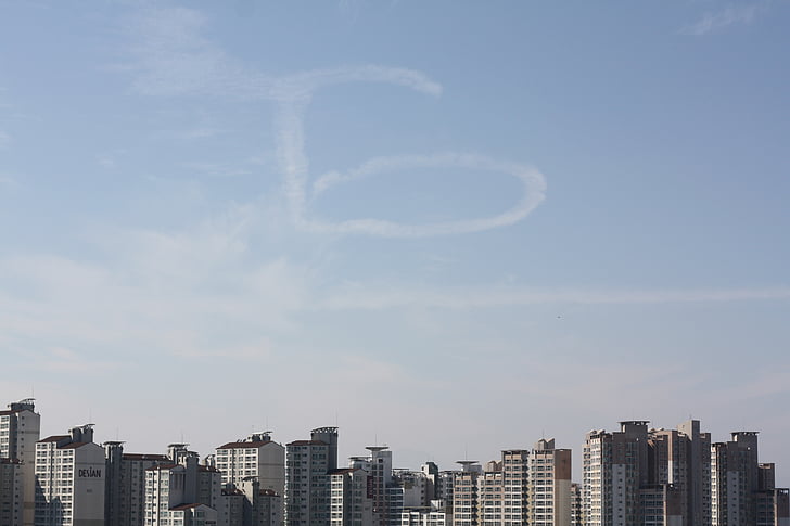 langit, bangunan, awan, Republik korea
