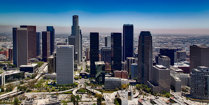 Los angeles, Californië, skyline, centrum, het platform, stadsgezicht, gebouwen