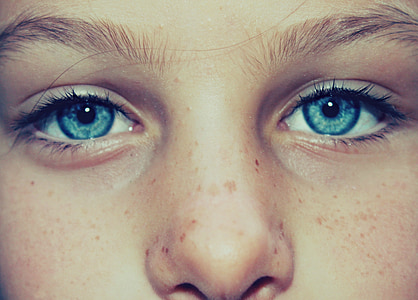 eye, clear, freckles, face, little girl, woman, girl