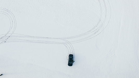 bil, kjøretøy, tur, reise, snø, Vinter, antenne