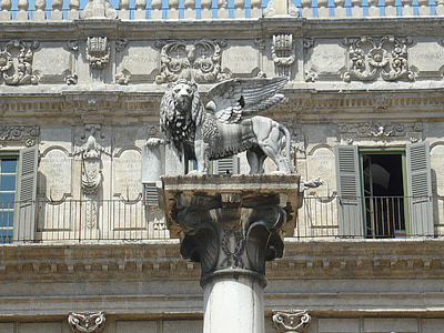 Verona, Italų, Italija, Liūtas, statula, pastatas, Menas