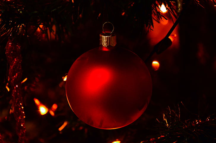 míč, rozostření, Oslava, Vánoční, Vánoční dekorace, vánoční světla, Vánoční strom