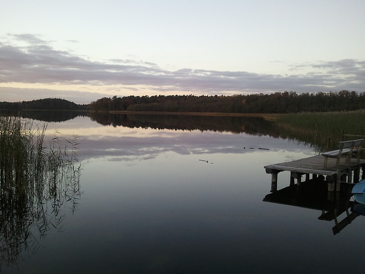 jezero, krajina, loď, voda